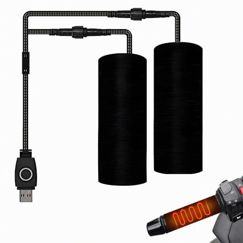 NKFBEV 5V Universal Heizgriffe Motorrad, Beheizte Lenkergriffe, 22mm Motorrad Heizgriffe, Intelligente Dreistufige Temperaturregelung, USB-Stromversorgung, Heizgriffe für Motorrads Fahrrad 1 Paar