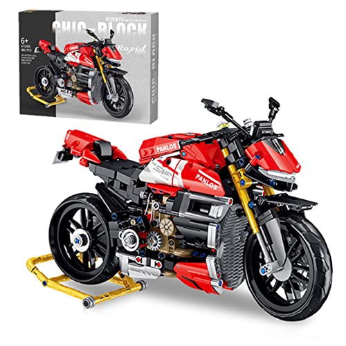 HBBY Technik Mechanical Motorrad Bausteine für Ducati Streetfighter V4 SP, 981 Teile Rennmotorrad Supermotorrad Modell, Kompatibel mit Lego Technic